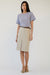 Midi suiting skirt with front slit in beige — main image