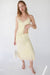 Lace trim satin midi skirt in yellow haze — main image