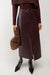 Vegan leather maxi skirt in burgundy — main image