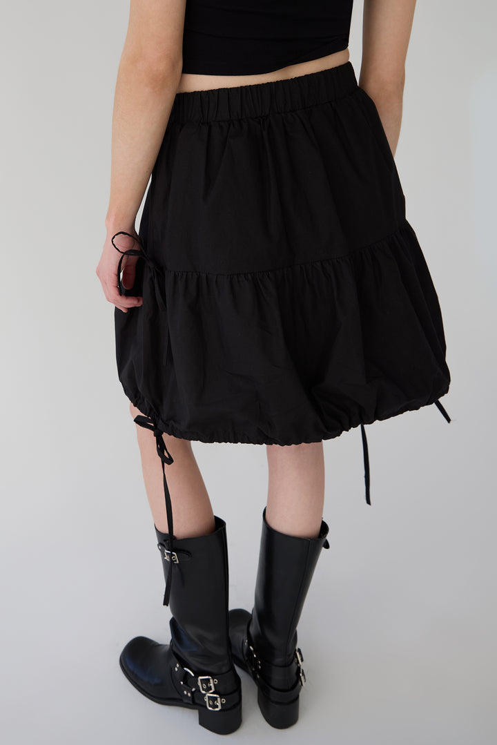 TIERED MINI SKIRT WITH BOWS in Black — alternate angle