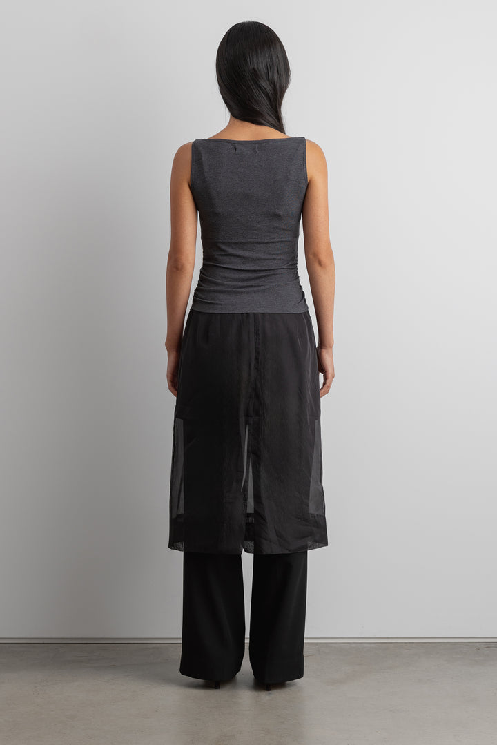 SHEER ORGANZA MIDI SKIRT in Black — alternate angle