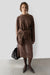 Sheer organza midi skirt in cocoa brown — main image