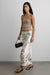 Marble print satin maxi skirt in ivory — main image