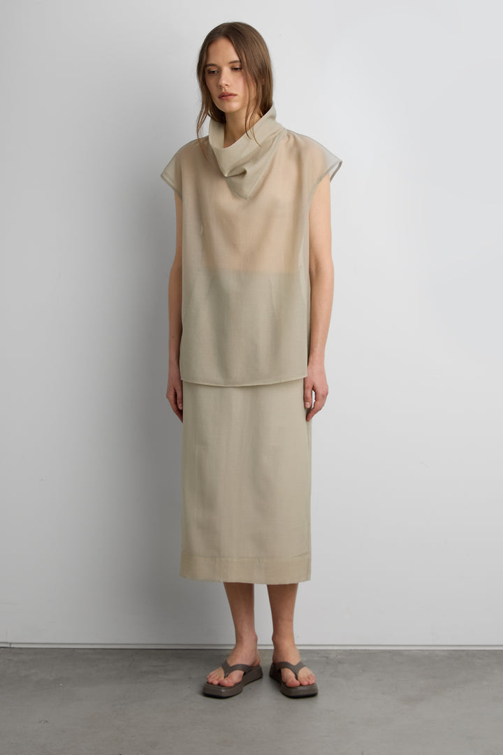 H-LINE MIDI SKIRT in Olive — alternate angle