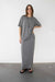 Textured drawstring maxi skirt in melange grey — main image