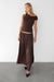 Wrinkle effect maxi skirt in brown — main image