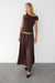 Wrinkle effect maxi skirt in brown — image