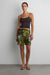 Vintage satin floral midi skirt in green floral — main image