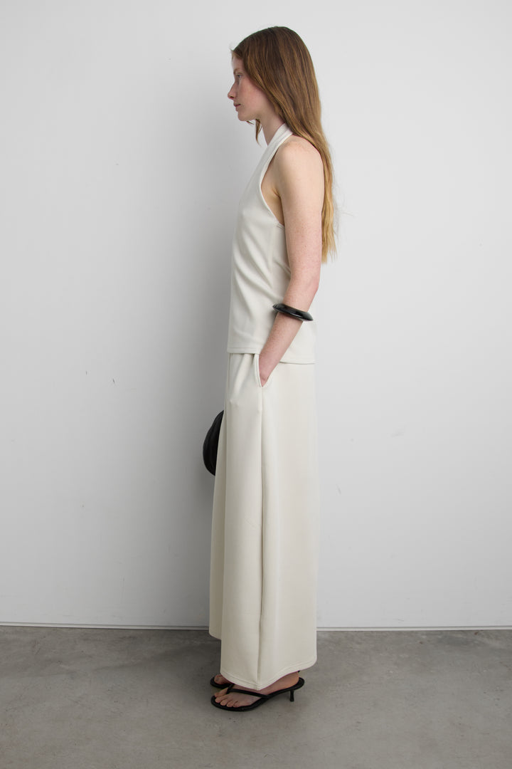 JERSEY SKIRT WITH PINTUCK DETAIL in Gray — alternate angle