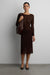 Sheer midi knit skirt in brown — main image