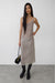 Lace trim midi skirt in taupe gray — main image