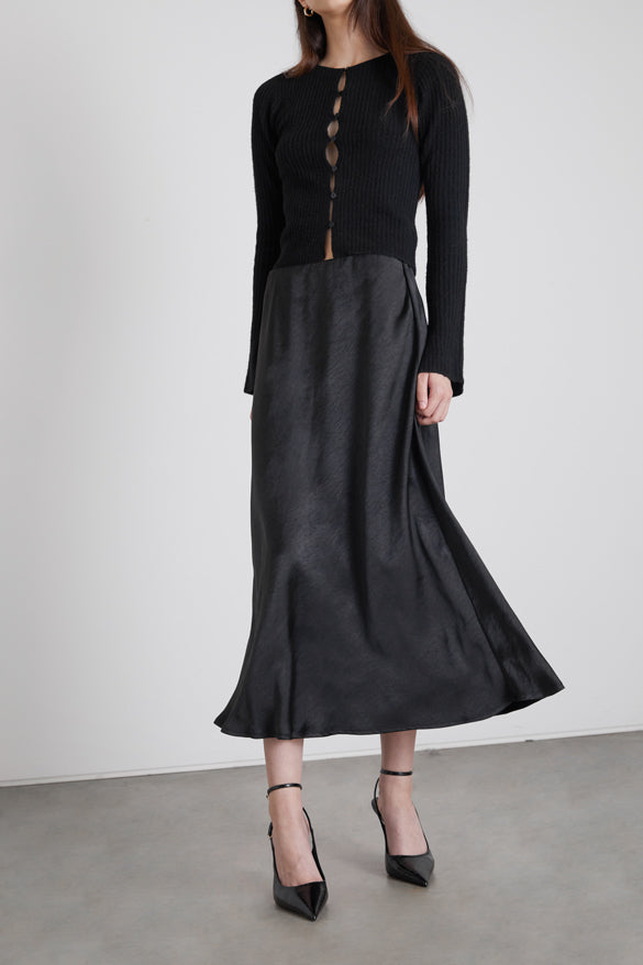 SLIP SKIRT in Black — alternate angle