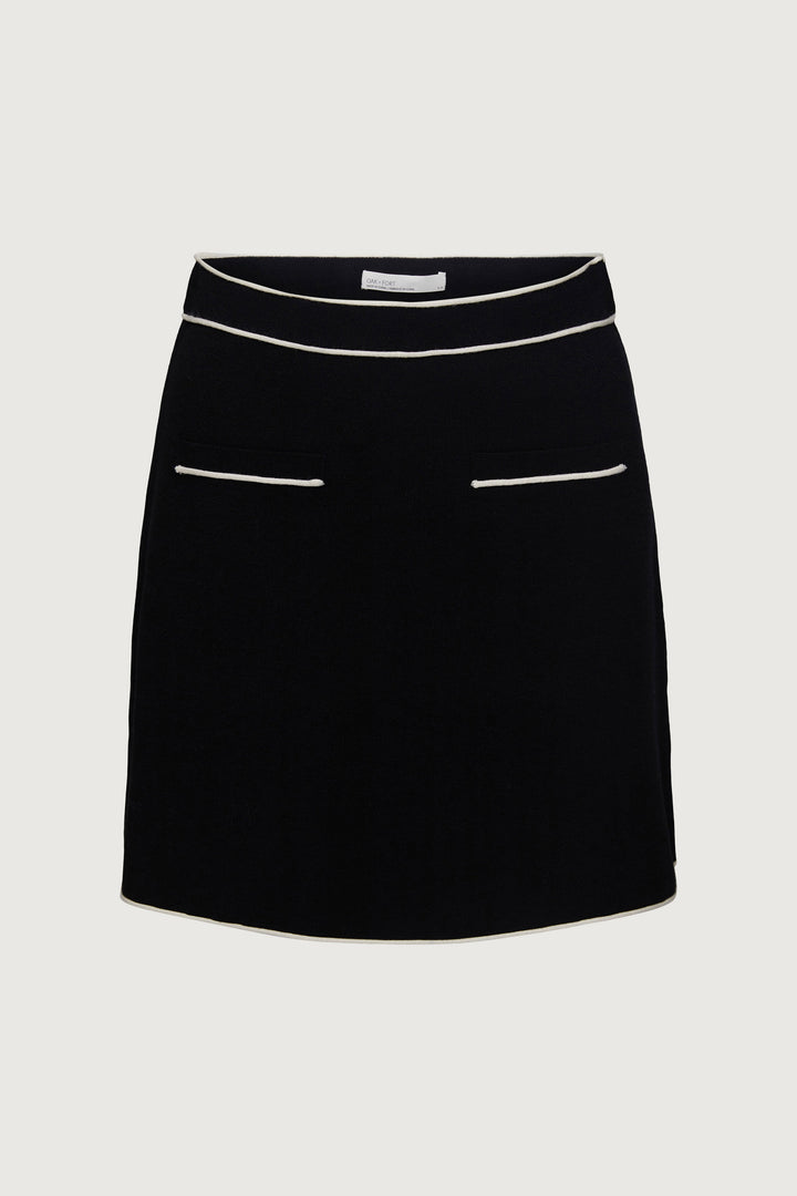 KNIT MINI SKIRT in Black Cream — alternate angle