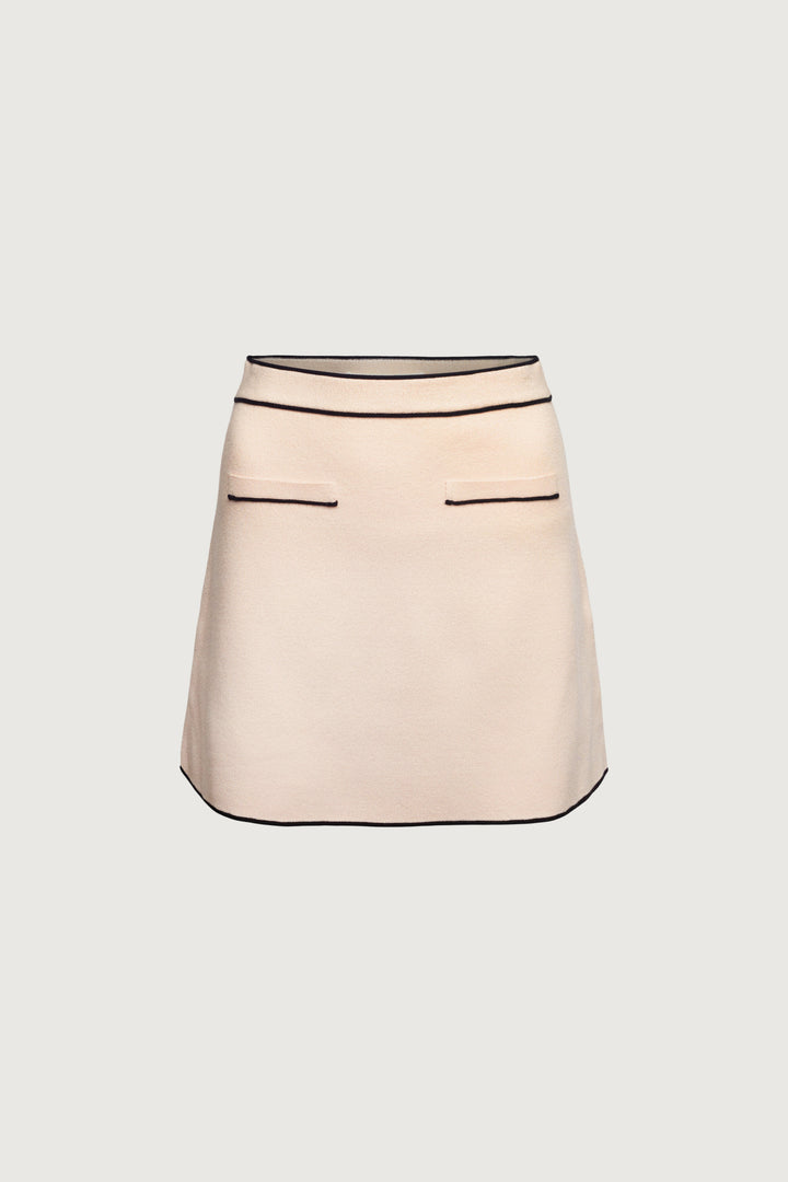 KNIT MINI SKIRT in Pink Rose Black — alternate angle