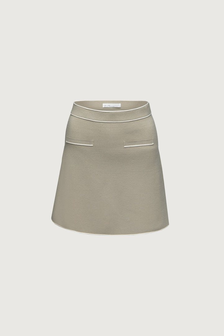KNIT MINI SKIRT in SPRAY GREEN CREAM — alternate angle