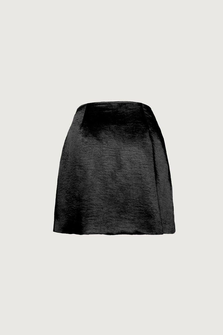 MINI SLIP SKIRT in Black — alternate angle