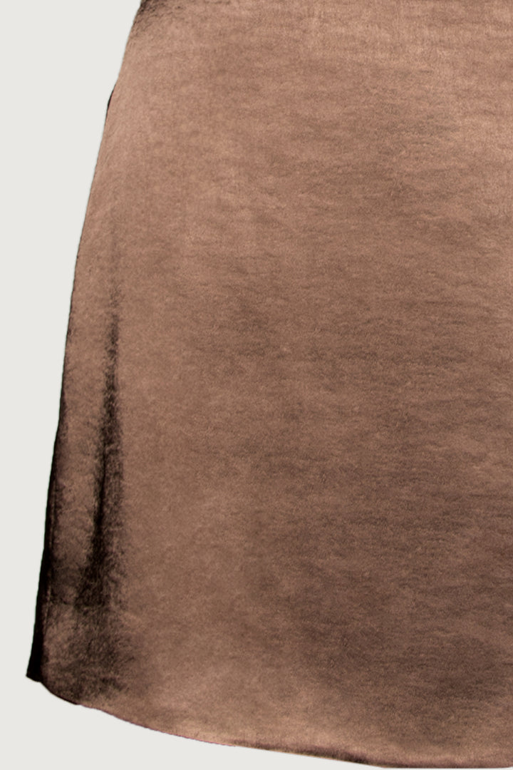 MINI SLIP SKIRT in Chocolate Brown — alternate angle