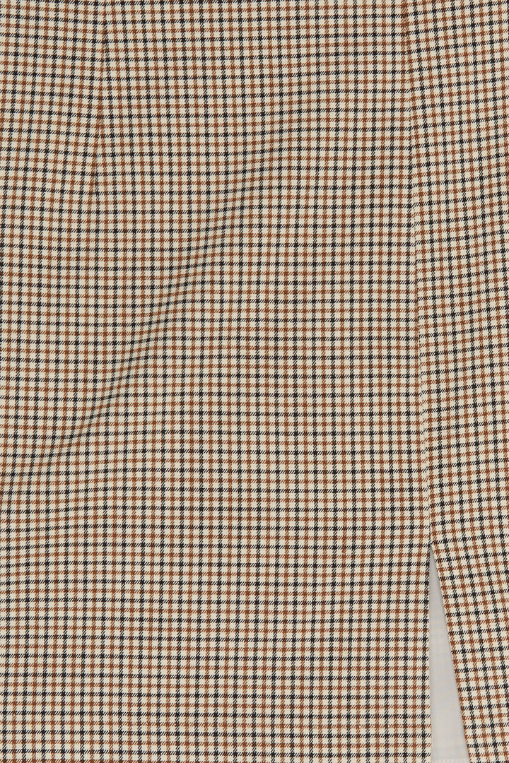 PLAID MINI SKIRT in Oatmeal Brown Plaid — alternate angle