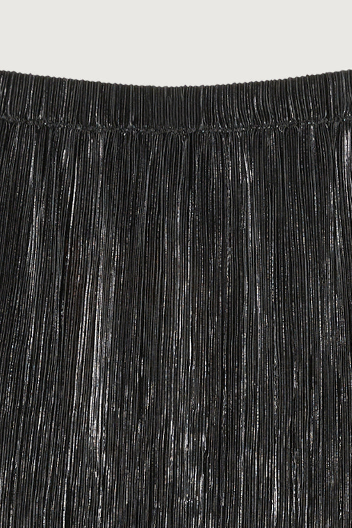 SPARKLY PLEATED MIDI SKIRT in Black Shimmer — alternate angle