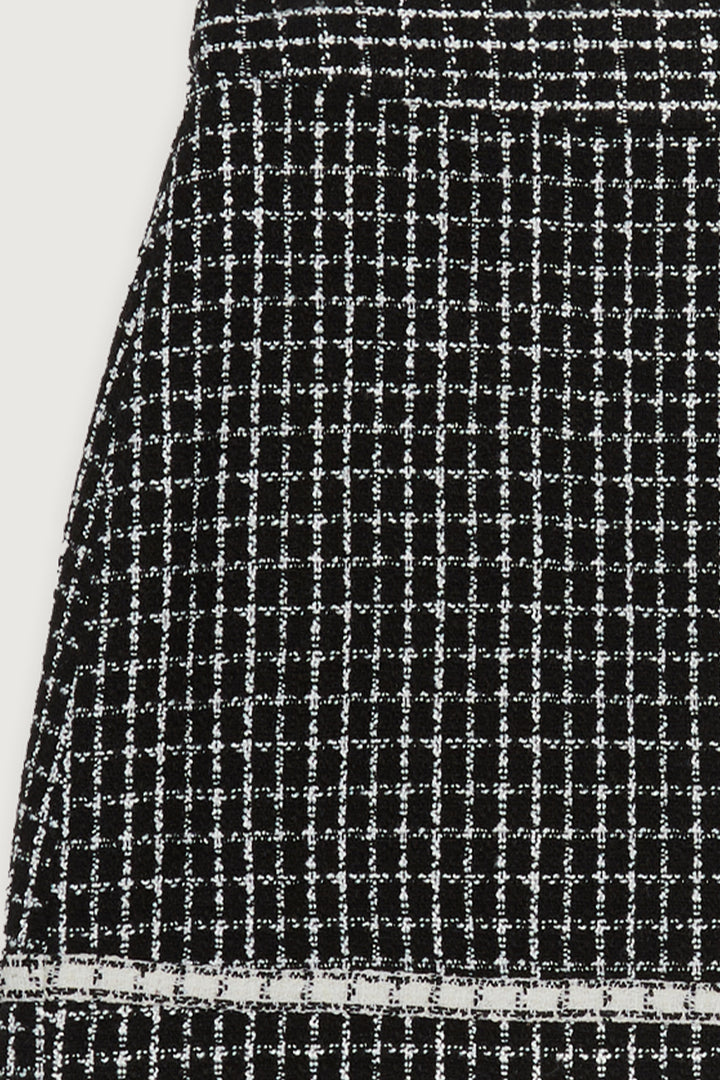 TWEED MINI SKIRT in Cream Black Grid — alternate angle