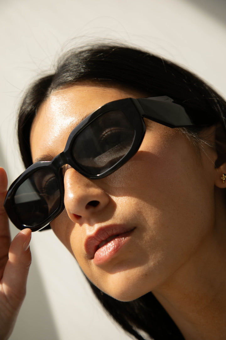 ANGULAR FRAME SUNGLASSES in Black — alternate angle