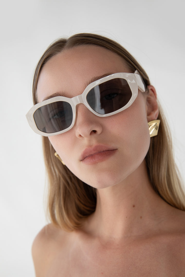 ANGULAR FRAME SUNGLASSES in Cream — alternate angle