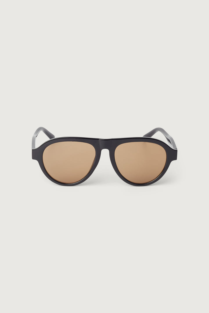 ROUND AVIATOR SUNGLASSES in Black Brown — alternate angle