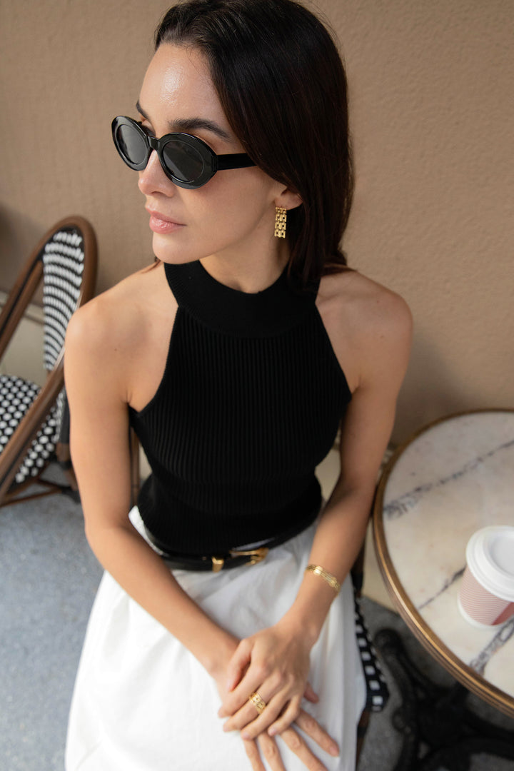 OVAL SUNGLASSES in Black — alternate angle