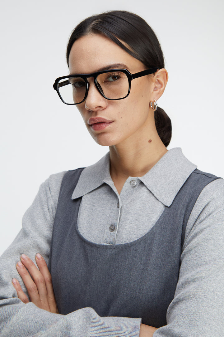 SQUARE AVIATOR SUNGLASSES in Clear — alternate angle