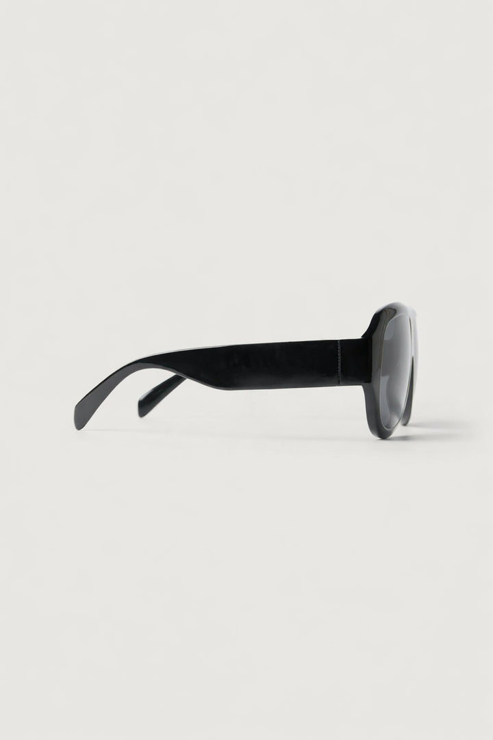 OVERSIZED AVIATOR SUNGLASSES in Black Black — alternate angle