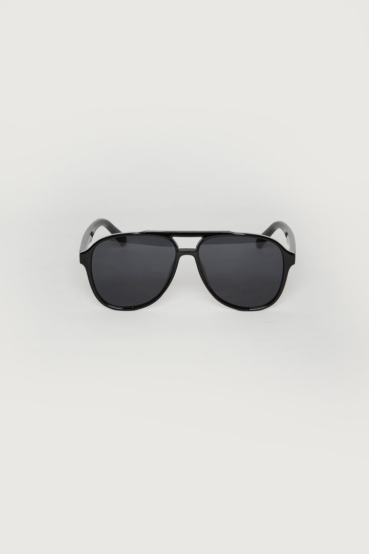 COLOURED LENS AVIATOR SUNGLASSES in Black Black — alternate angle