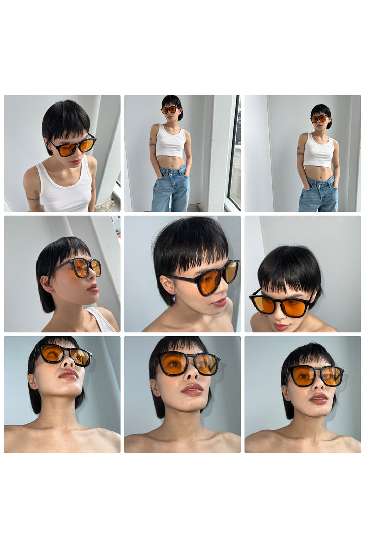 UNISEX SUNGLASSES in Black Mustard — alternate angle