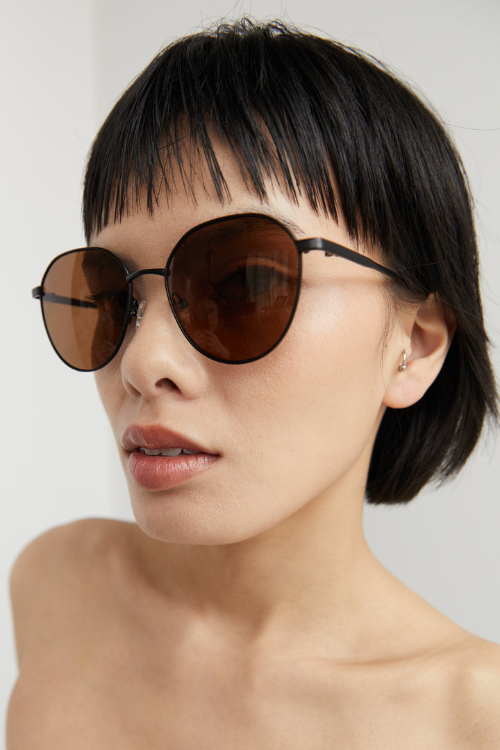 METAL FRAME SUNGLASSES in Black Brown — alternate angle
