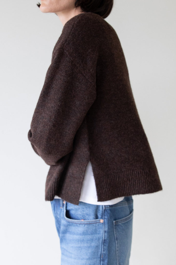 V-NECK SWEATER in Hickory — alternate angle