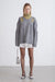 Chunky cable knit sweater with cutout in medium heather grey — main image
