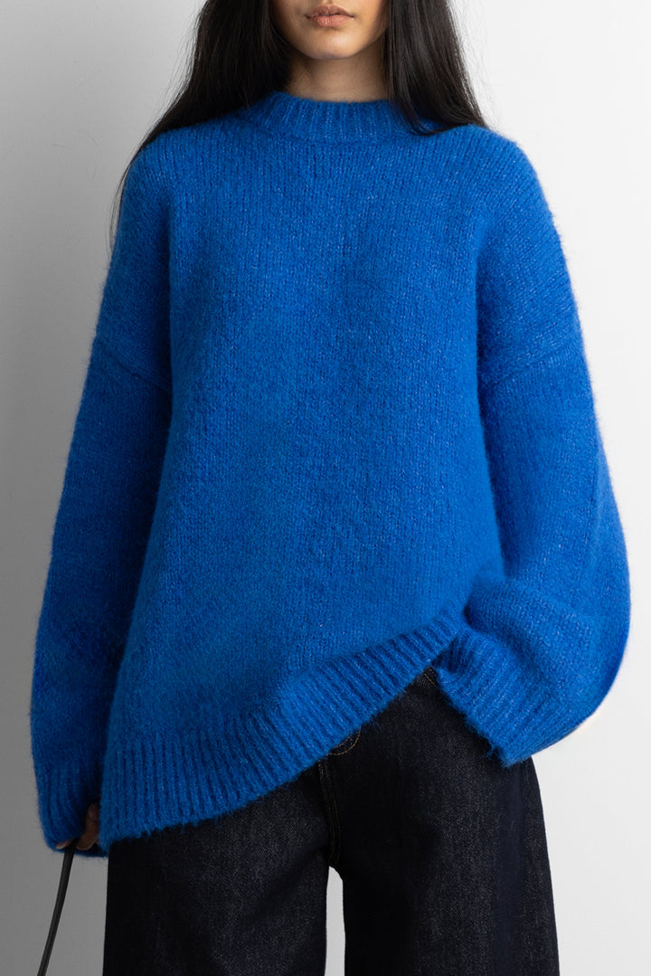 OVERSIZED CREWNECK SWEATER in Imperial Blue — alternate angle