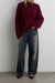 Oversized crewneck sweater in wine — main image