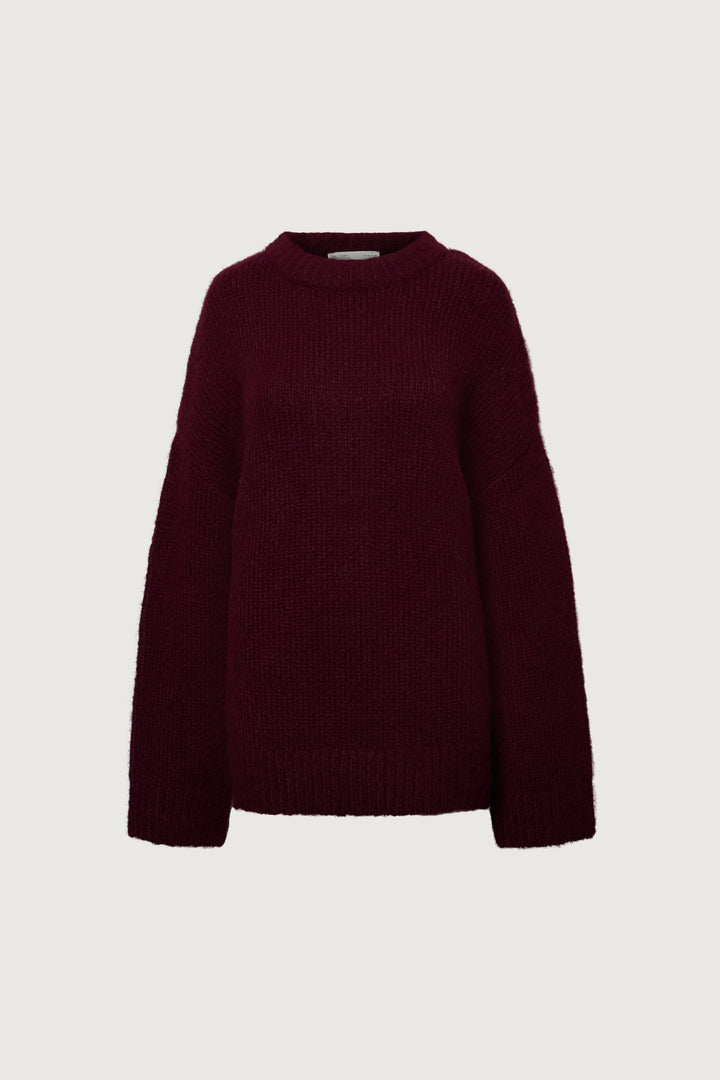 OVERSIZED CREWNECK SWEATER in Wine — alternate angle
