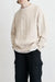 Cable knit crewneck sweater in oatmeal — main image
