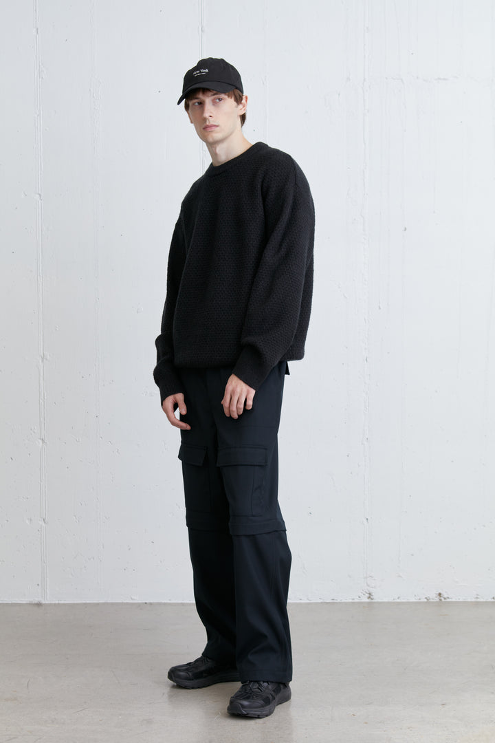 TEXTURED CREWNECK SWEATER in Black — alternate angle