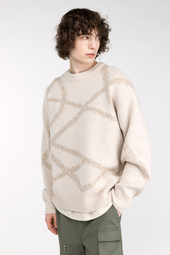 SPRAY PAINT EFFECT SWEATER in Oatmeal Intarsia — alternate angle