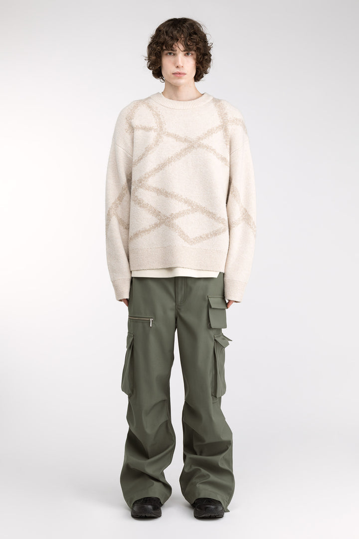 SPRAY PAINT EFFECT SWEATER in Oatmeal Intarsia — alternate angle