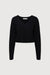 Cropped rib-knit v-neck sweater in black — main image