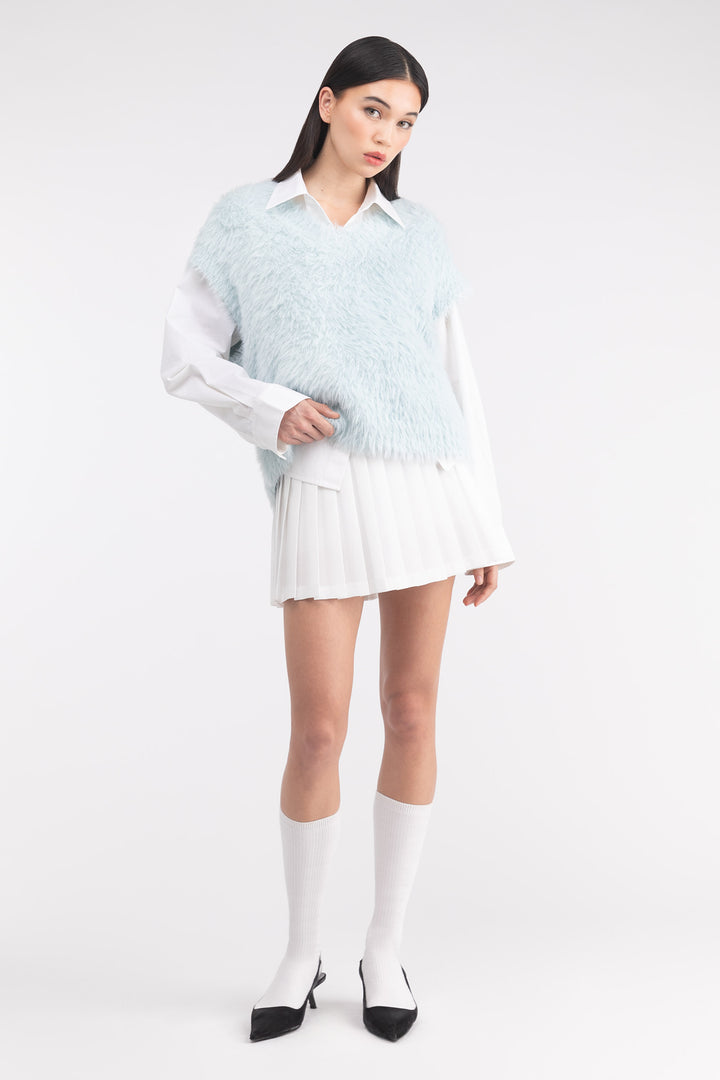 FUZZY SWEATER VEST in Ballad Blue — alternate angle