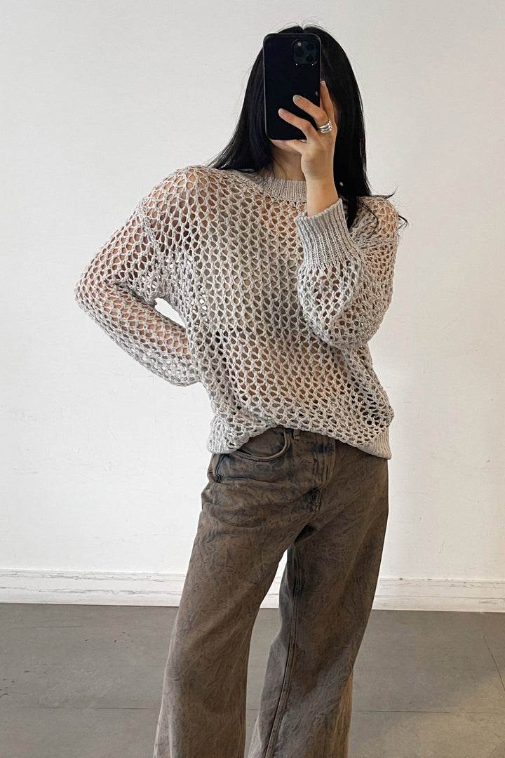 OVERSIZED CROCHET SWEATER in ANTARCTICA — alternate angle