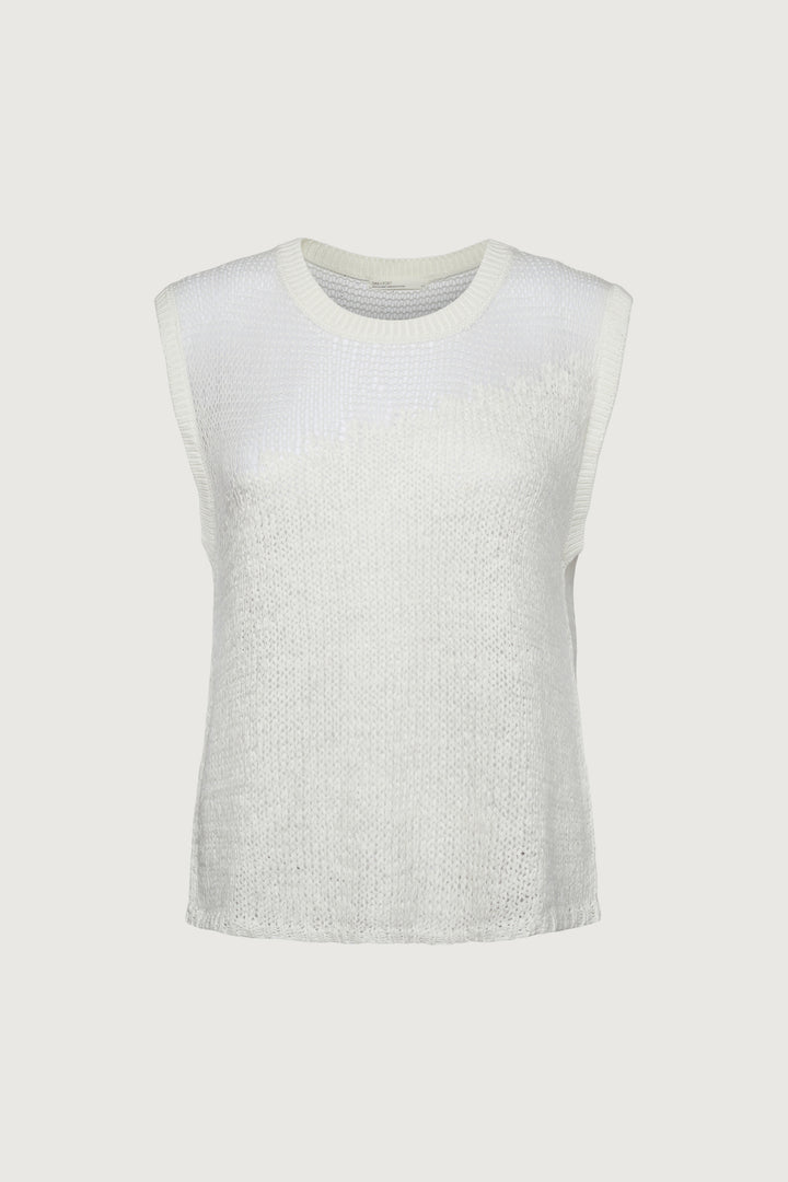 DISTRESSED SLEEVELESS SWEATER in Cream — alternate angle