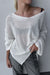 Crochet long sleeve top in ivory — main image