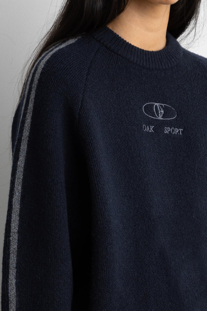 EMBROIDERED OAK SPORT SWEATER in Navy Blazer — alternate angle