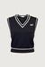 Varsity sweater vest in black cream — main image