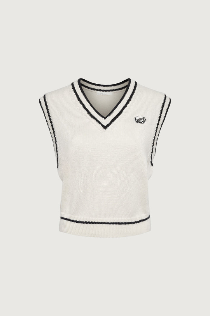 VARSITY SWEATER VEST in Black Cream — alternate angle